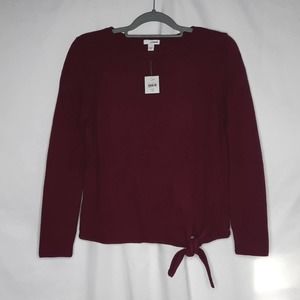 Pure Jill Side Tie Pullover Sweater Burgundy XS